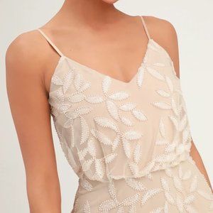 WAYF The Savannah Beige Sequin Sleeveless Maxi Dress, NWT